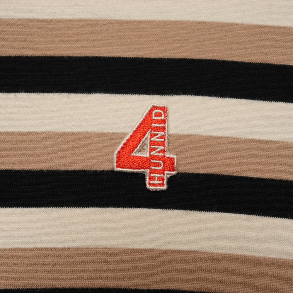 4Hunnid Ringer T Shirt Mens XL Tan Black Stripe Streetwear Graphic Logo - Picture 3 of 15